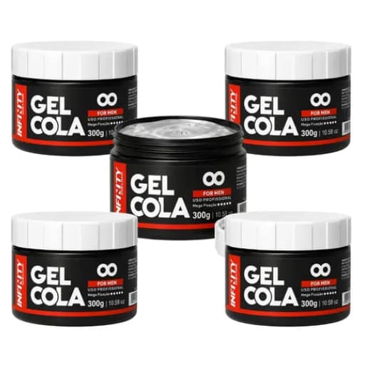 Kit 6 Gel Cola Infinity Profissional Fixação Forte Modelador de Cabelo Barbearia 300g