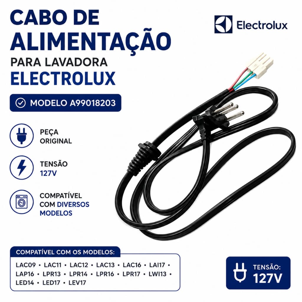 Cabo De Alimentacao P/ Lavadora Electrolux A99018203