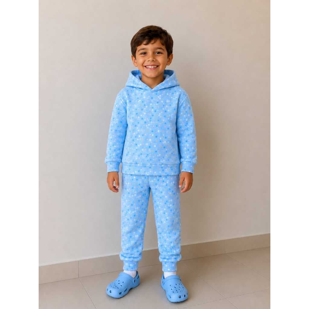 Conjunto Infantil Soft Peluciado com Capuz  Estampado – Blusa e Calça de Inverno Quentinho