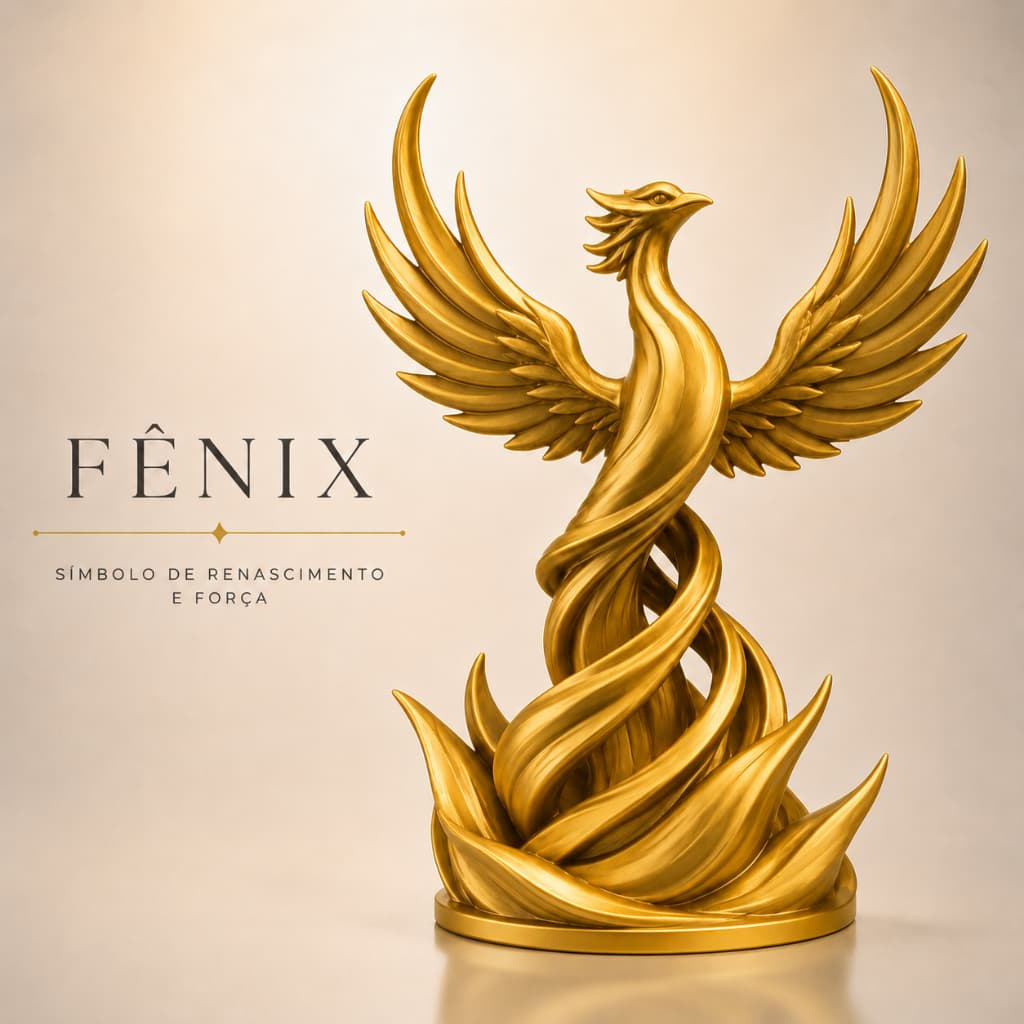 Escultura Fênix Decorativa Estátua Fenix Renascimento Moderna Elegante Decoração Sala Escritório