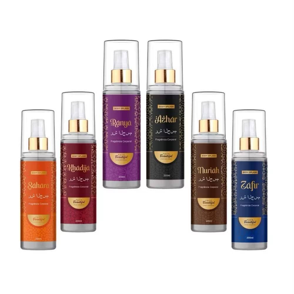Kit 02 Body Splash Face Beautiful 200ml Fragrâncias Árabes Feminino e Masculino