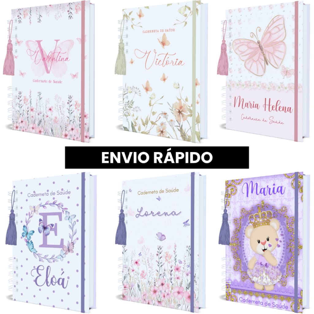 Caderneta de Vacinação Menina Personalizada Capa Dura