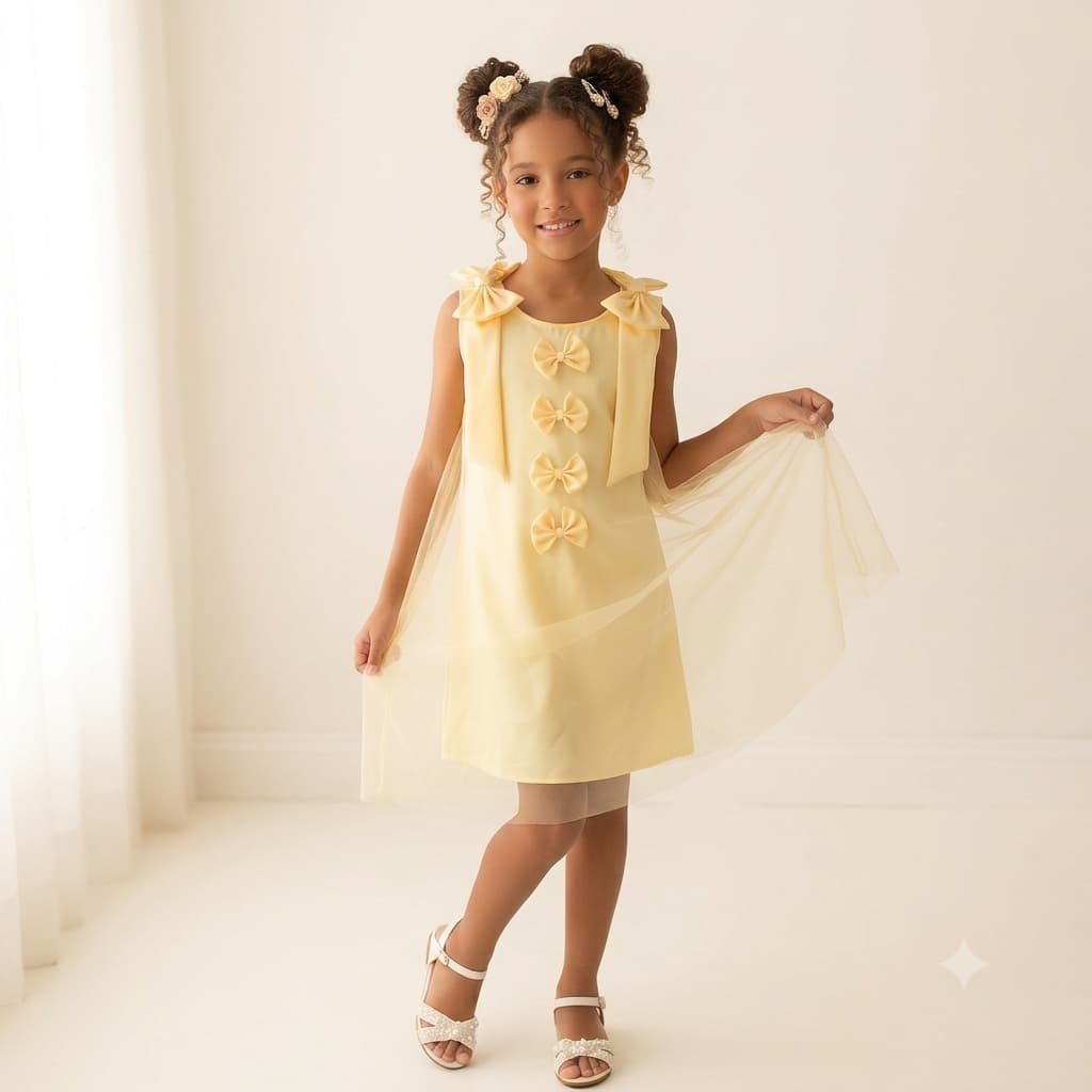 vestido infantil tule delicado confortável com laços menina princesa aniversario