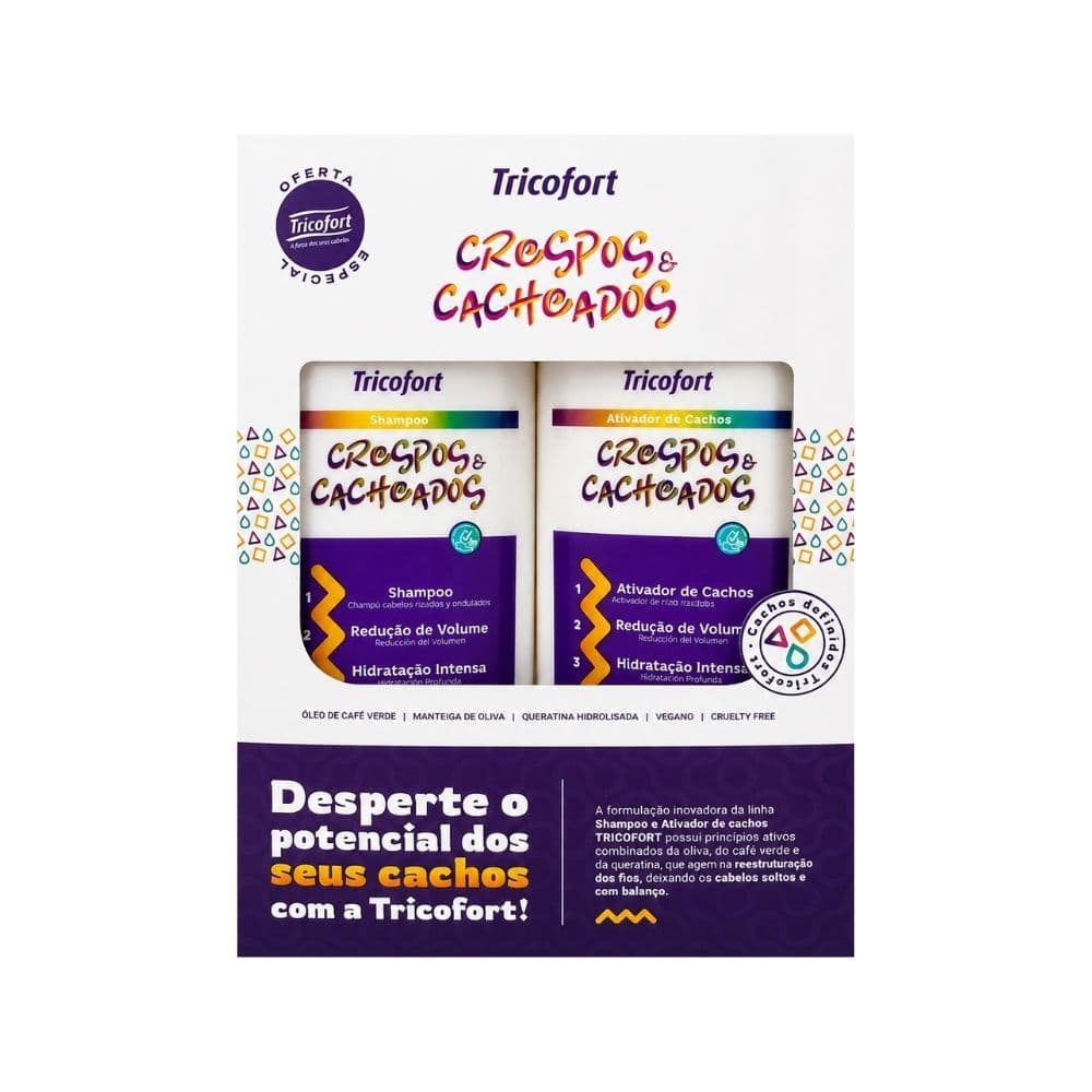 Kit Tricofort Crespos & Cacheados – Shampoo 250ml + Ativador de Cachos 250ml