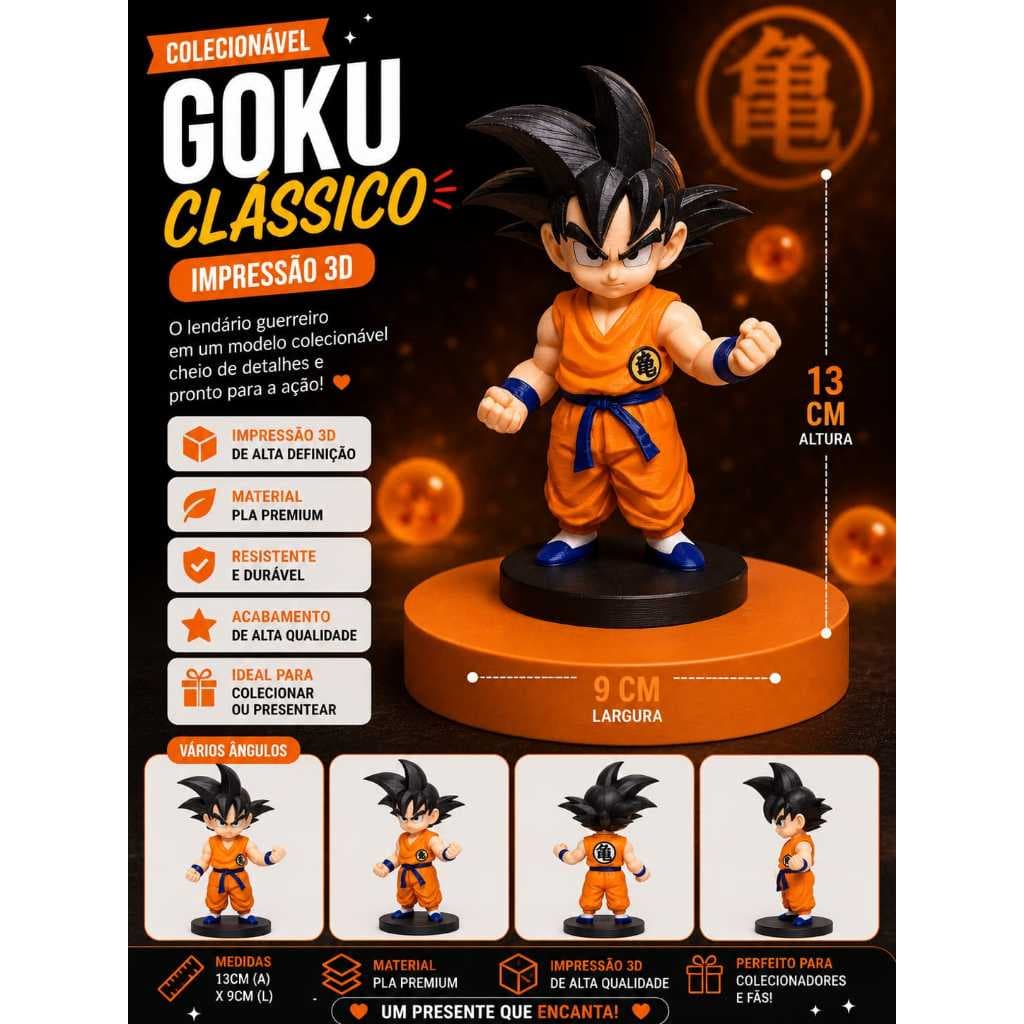 Goku Clássico Chibi – Boneco Colecionável em Impressão 3D