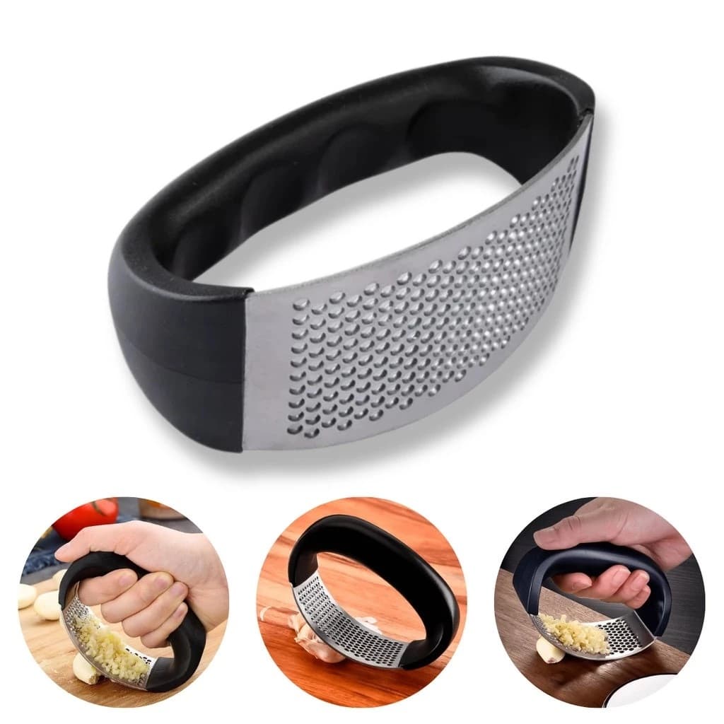 Amassador Triturador De Alho Legumes Multiuso Aço Inox Cabo Preto