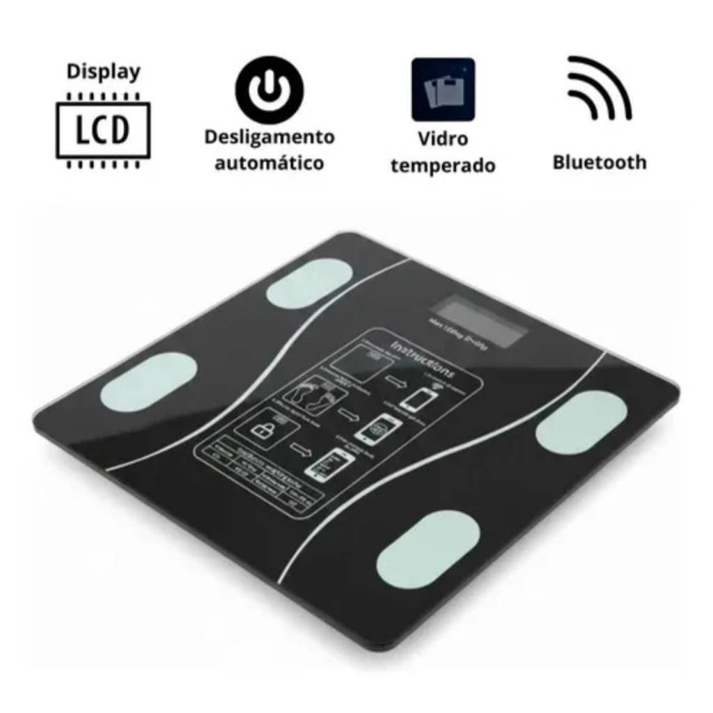Balança Bioimpedância Digital Bluetooth Com Análise Corporal E Múltiplos Perfis De Usuário