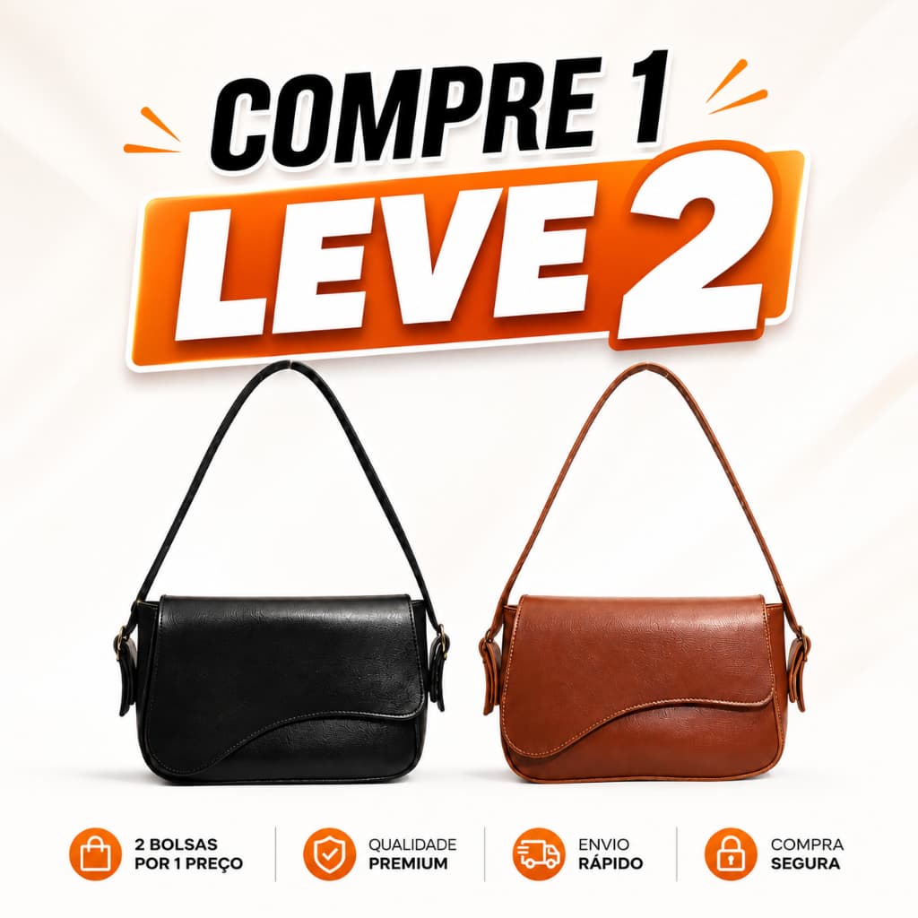 Combo "COMPRE 1 LEVE 2" Bolsa de Ombro Feminina Baguete Alça Ajustável Elegante Couro Casual Promoção Envio Imediato