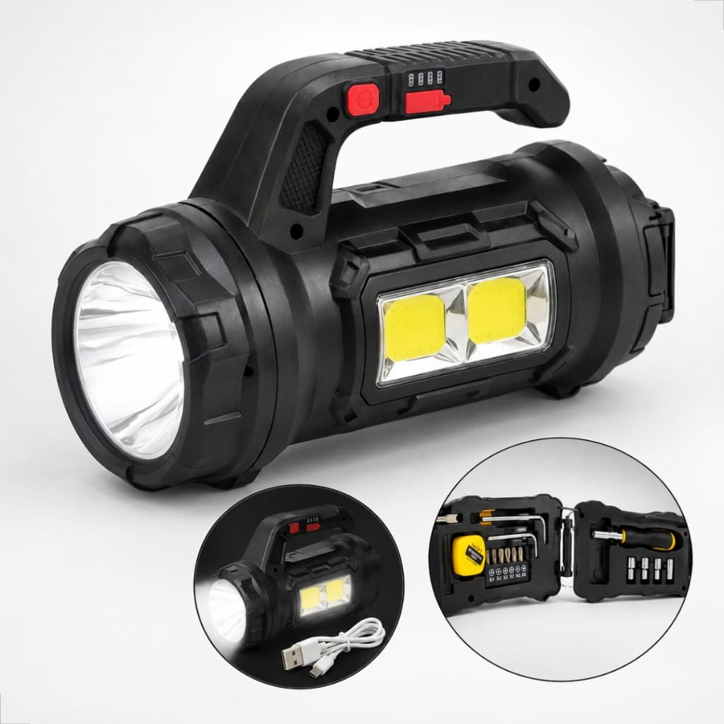 Lanterna de Mão Com Ferramentas LED Potente Longo Alcance Portátil Recarregável Multifuncional Lanterna de Caça