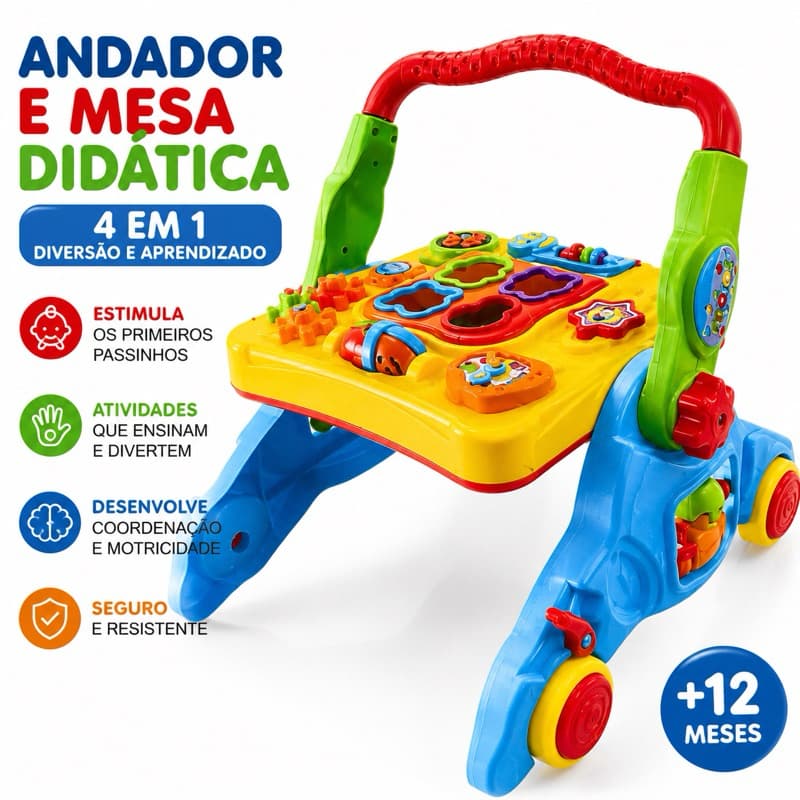 ANDADOR INFANTIL E MESA De Atividades 4 em 1 Com Som Maral Entrega Rápida