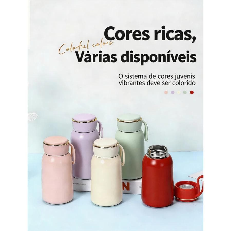 Garrafa Térmica 316 300ml Portátil Estilo Cogumelo Minimalista Parede Dupla