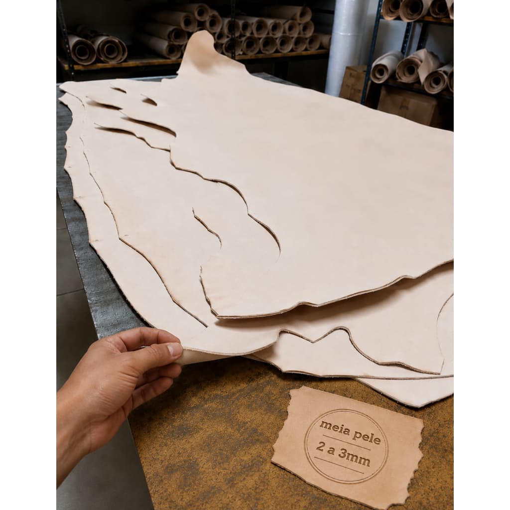 Couro Atanado Tanino Bovino Engraxado 2 a 3mm Artesanato Bainha Carteira Bolsa Cinto Cutelaria Premium