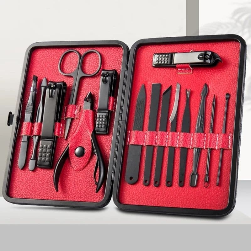 Kit 24/15peças para Unha + Estojo Portátil  Ferramentas para Cuidados Alicate de Cutícula, Cortadores de Unha Tesourinha