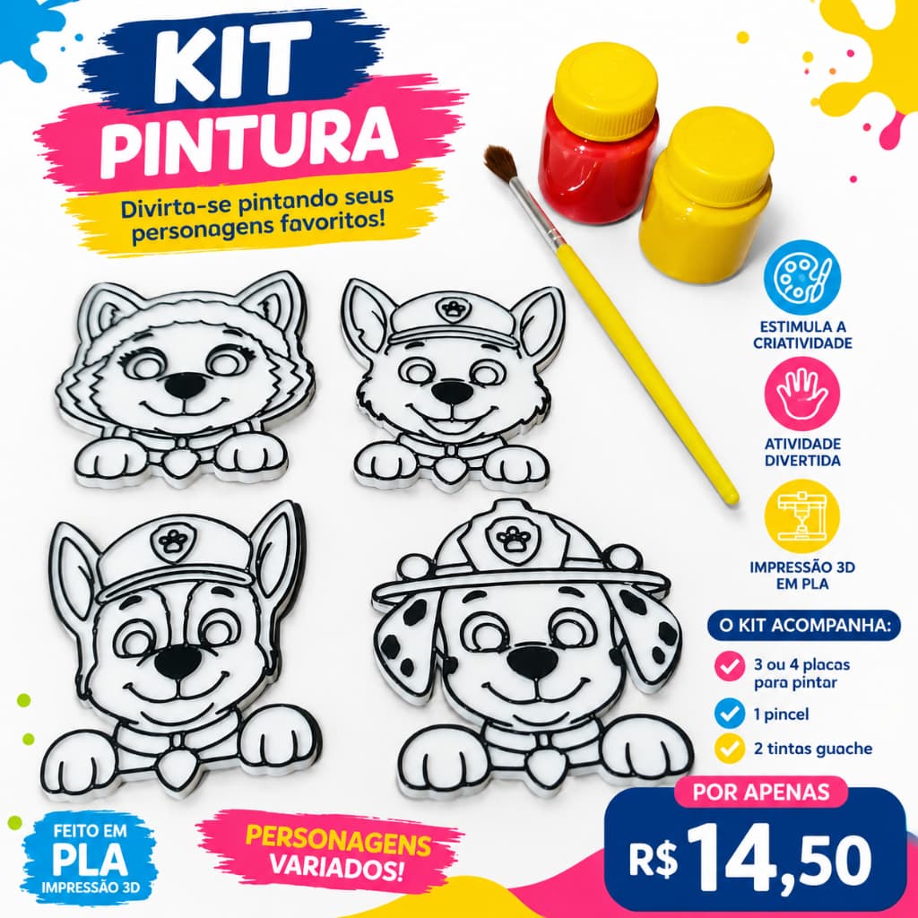 Kit de Pintura Infantil em Impressão 3D
