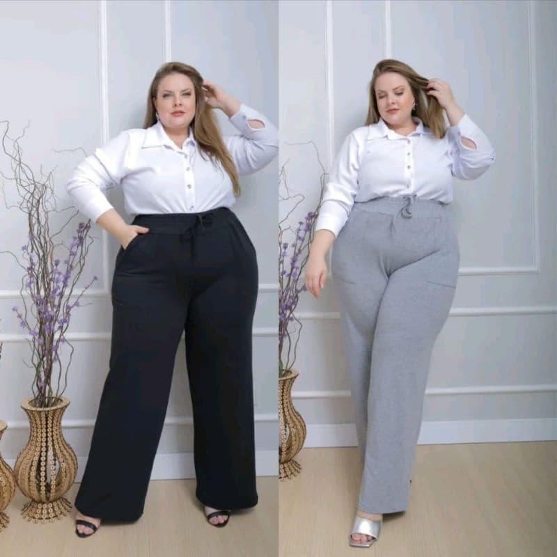 Calça Wide Leg Feminina Moletinho Premium com Elastano Look Casual Chic outono inverno
