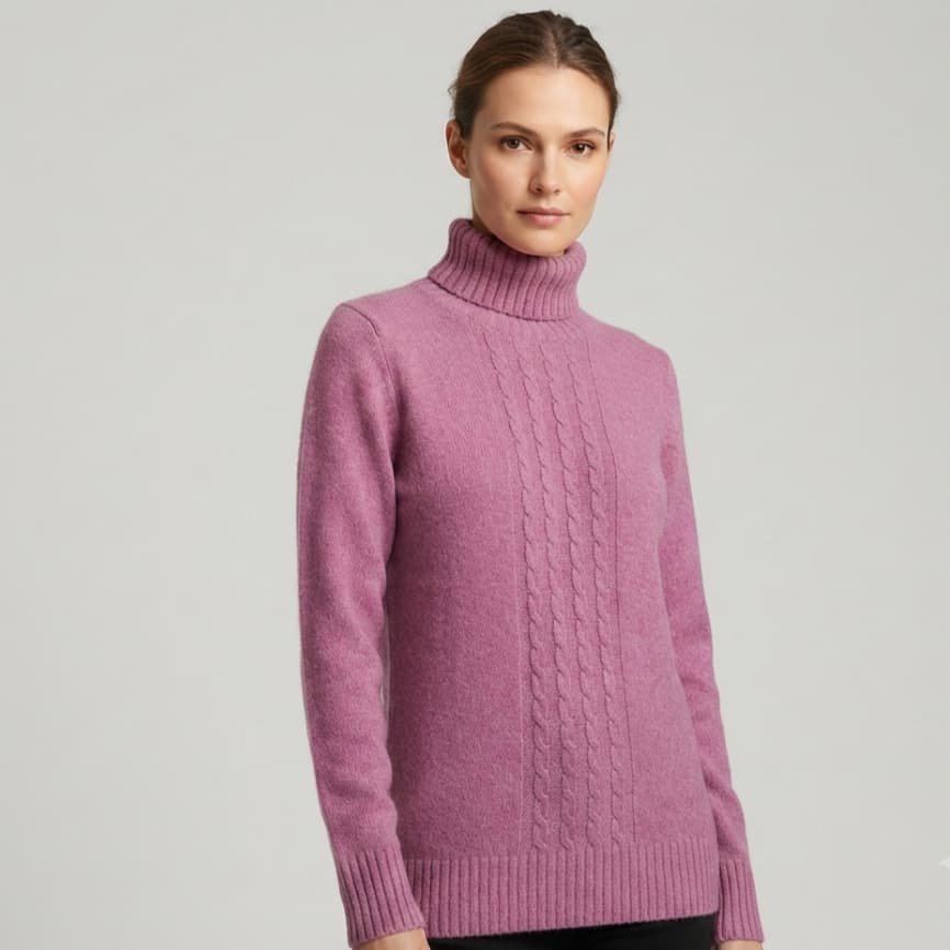 Blusa De Tricot Gola Alta Suéter Mousse Feminina Blusão Básica Malha Inverno Presente Mães Aniversário Namorada Frio Lã