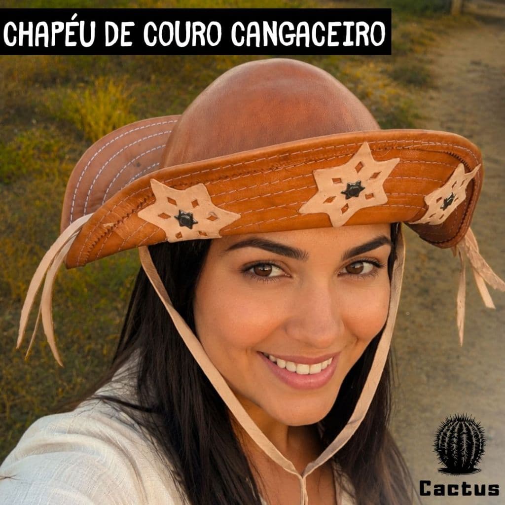 Chapéu de Couro Nordestino Vaqueiro cangaceiro Rústico Festa junina são João Lampião e Maria Bonita