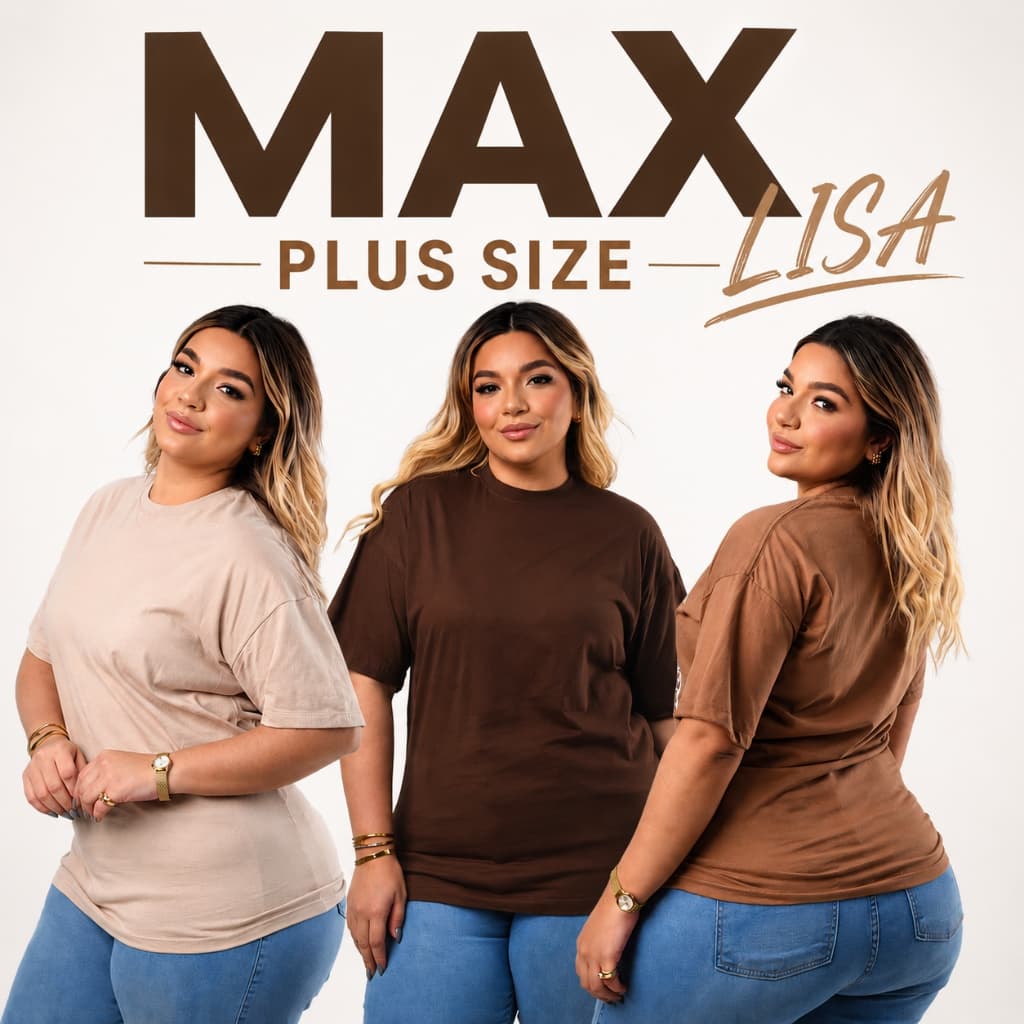 Blusa Max Plus Size Lisa Básica Oversized Algodão Moda Feminina G2 Premium