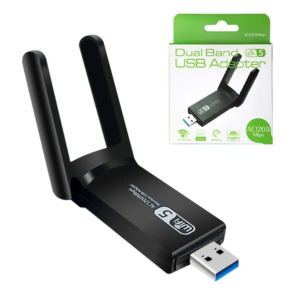 Adaptador Usb Wifi Wireless Recptor Dual Band Ac1300 5g e 2.4g 1300mbps Duas Antenas Externas