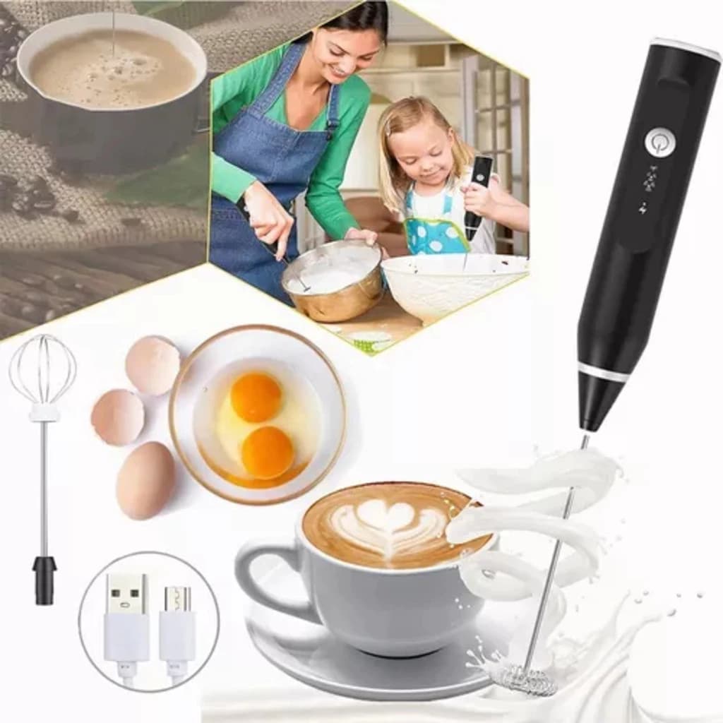 Mini Misturador Batedor Mixer Elétrico para Bebidas Leite Café Clara de Ovo 2 em 1 CoR SORTIDO