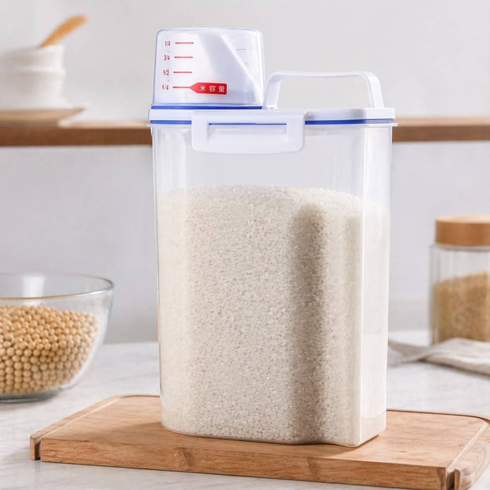 Pote Hermético Organizador 2L para Mantimentos com Copo Medidor Porta Alimentos Grãos Cereais Farinha Açúcar