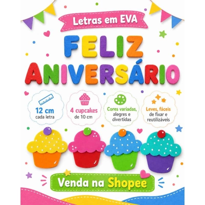 Letras em eva/Kit FELIZ ANIVERSÁRIO EM EVA