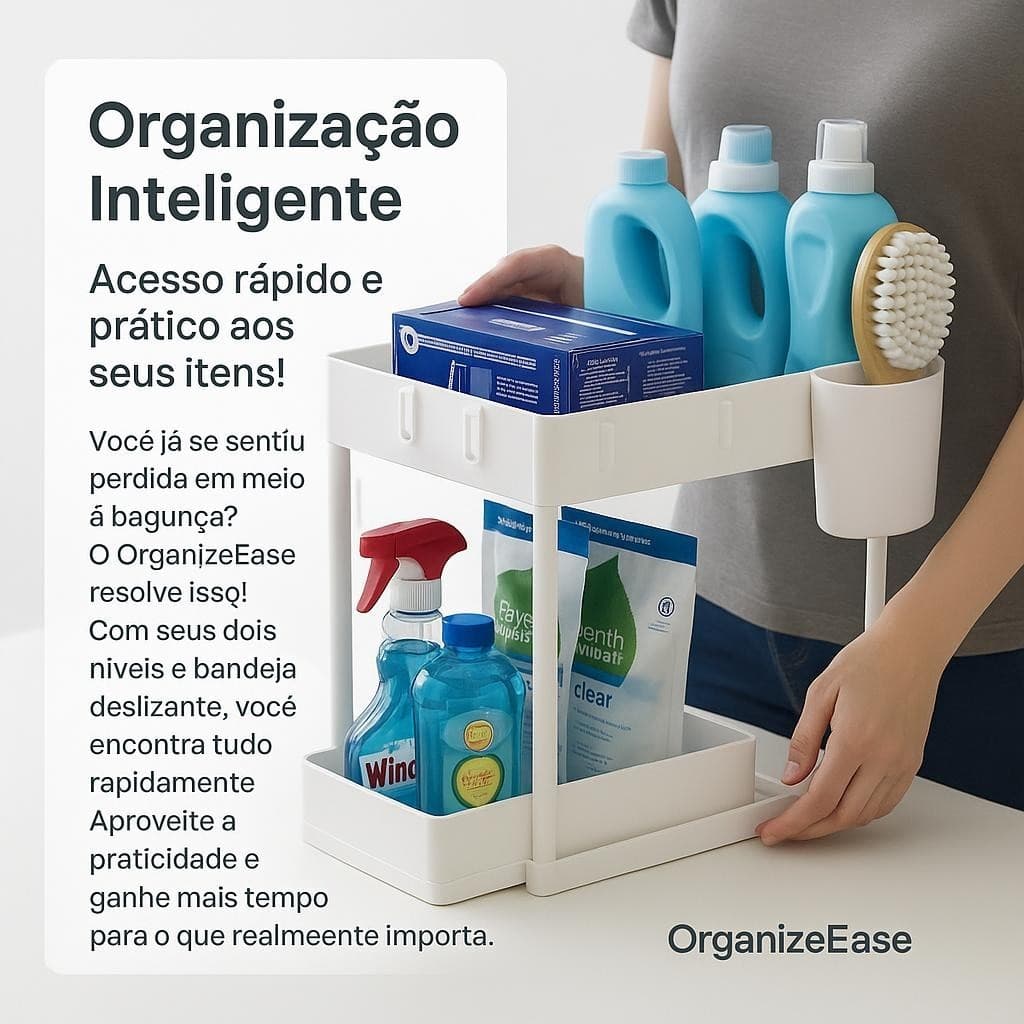 Organizador Multiuso Branco 2 Níveis Bandeja Deslizante