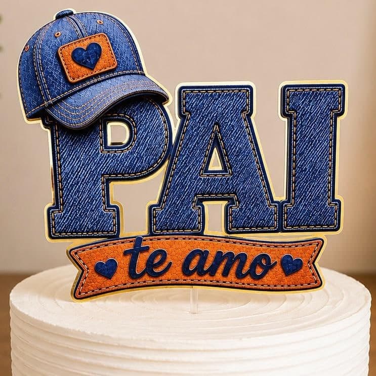Topo de Bolo Dia dos Pais - Feliz dia dos Pais