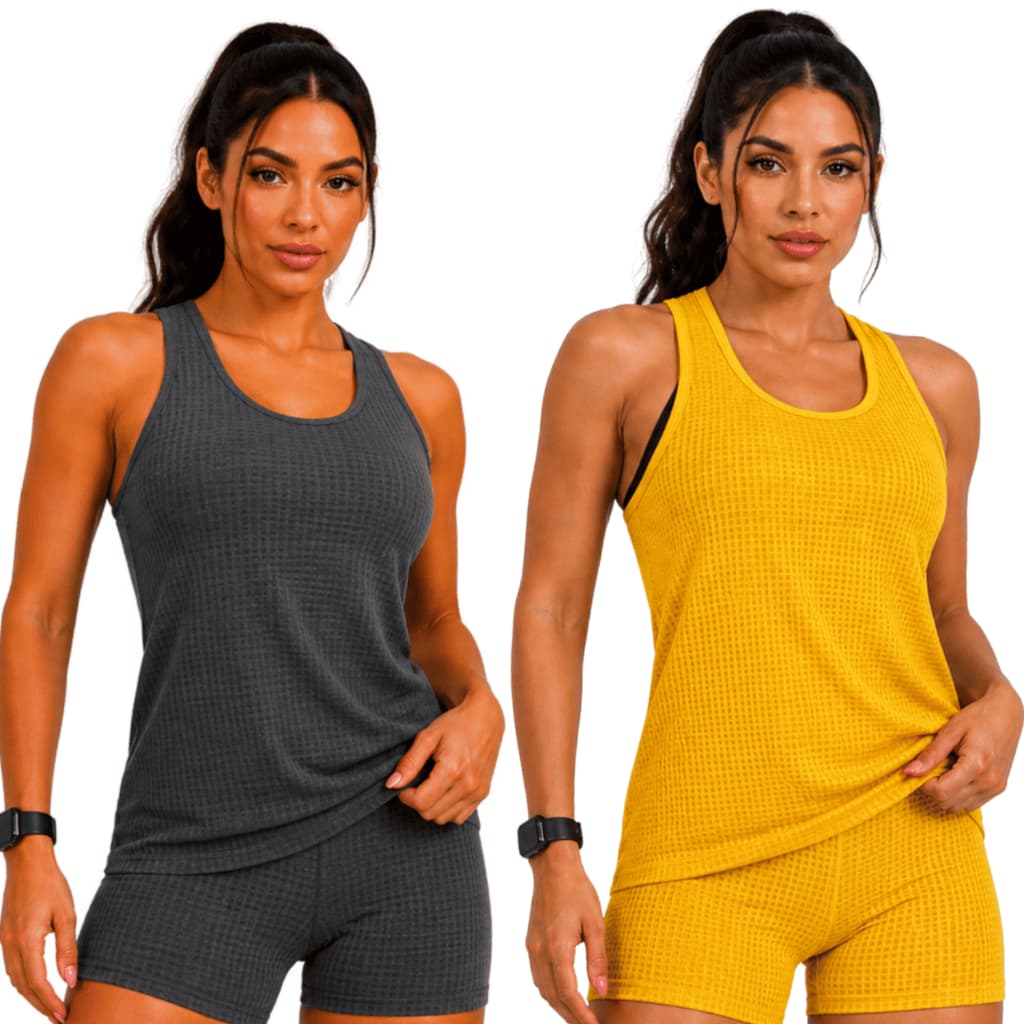 KIT 2 Regatas Feminina Fitness Tecido Fresco Academia Caminhada P ao GG Confortável