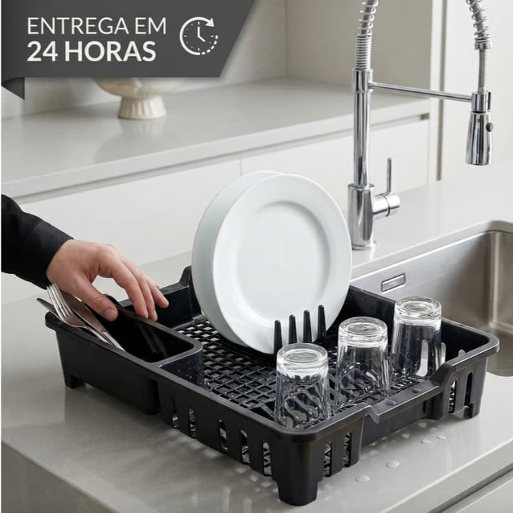 Escorredor De Pratos E Copos Compacto Para Pia De Cozinha, Com Porta Talheres,Resistente e duravel