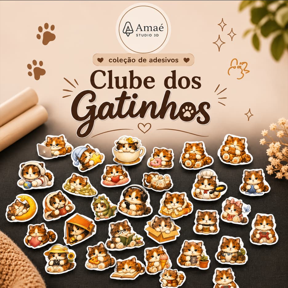 Kit de Adesivos Gatinhos | Mais de 30 Stickers Fofos | Feito para vários lugares