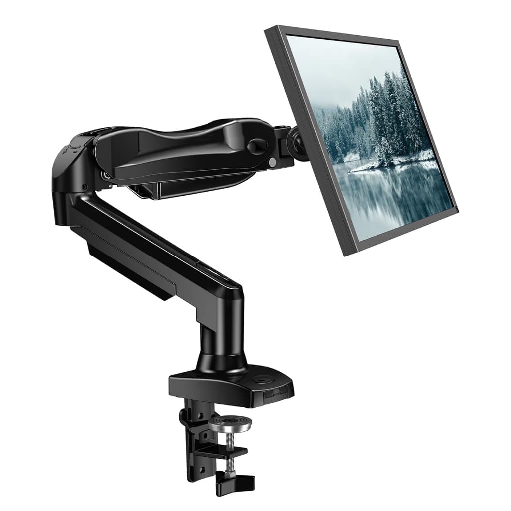 Suporte de Mesa Pneumático para Monitor, Giratório 360°, Inclinável, VESA 75/100