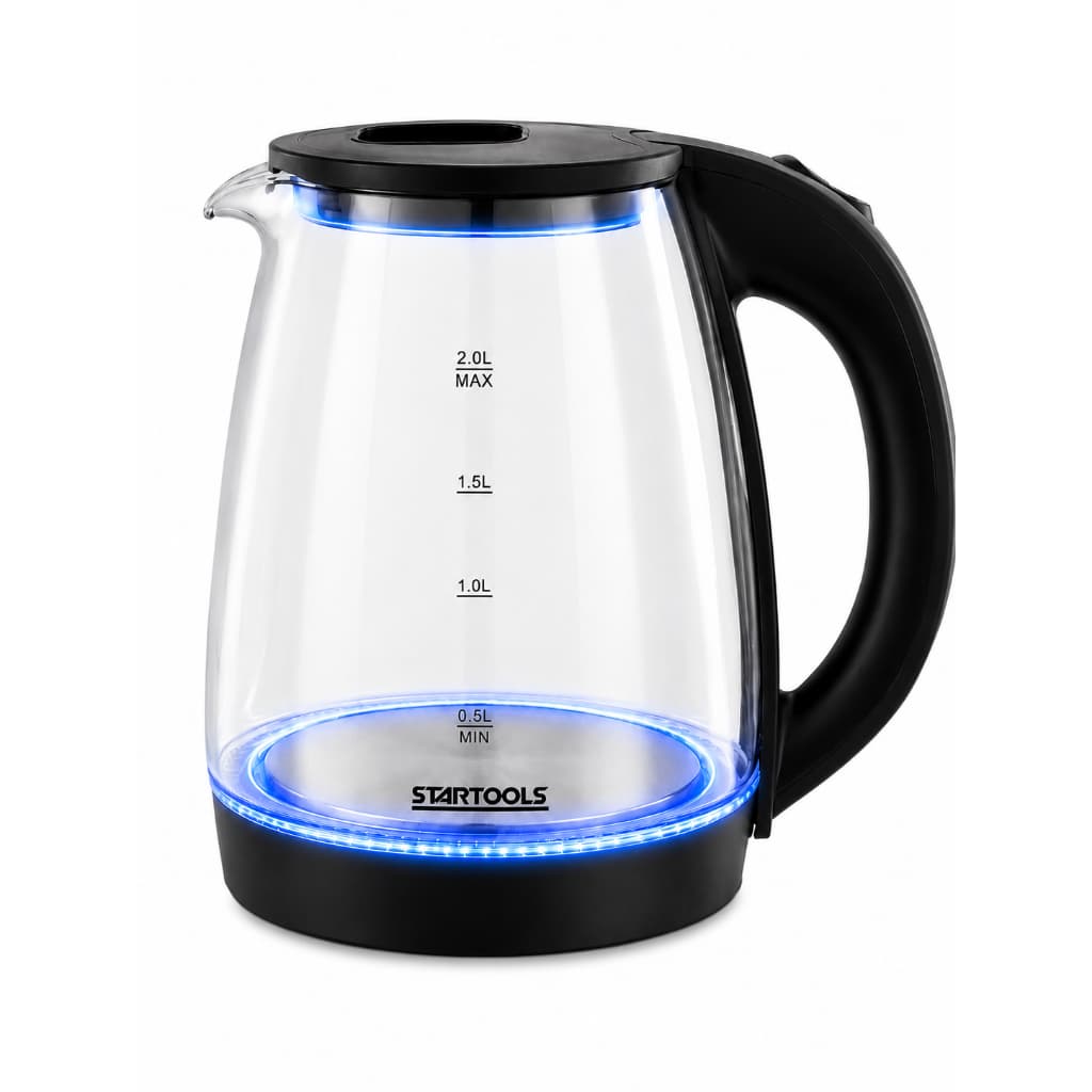 Chaleira Elétrica De Vidro 2 Litros LED para Chá Café Esquentar Agua Desligamento Automático