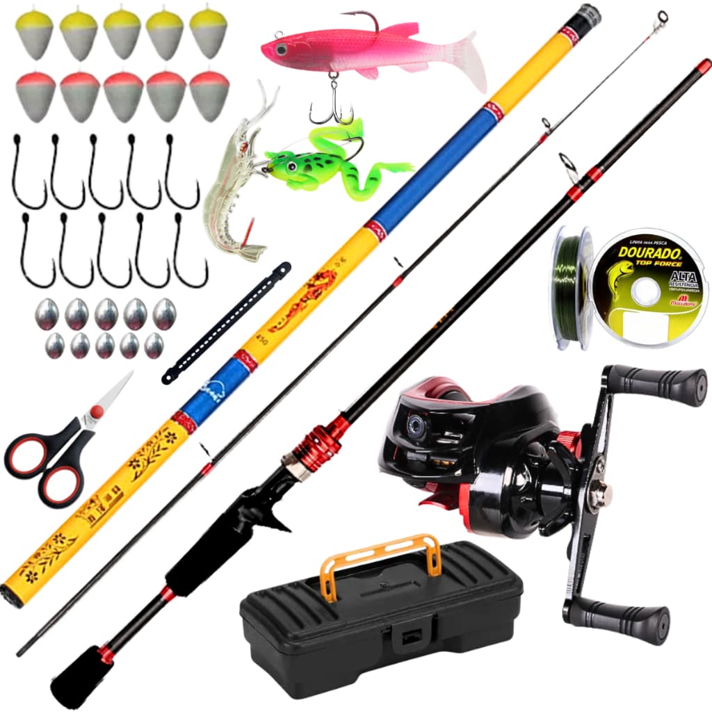 Carretilha de Pesca Anticabeleira Drag 10kg Vara Mão 3,60 Fibra Carbono Pescar Mar Isca Artificial
