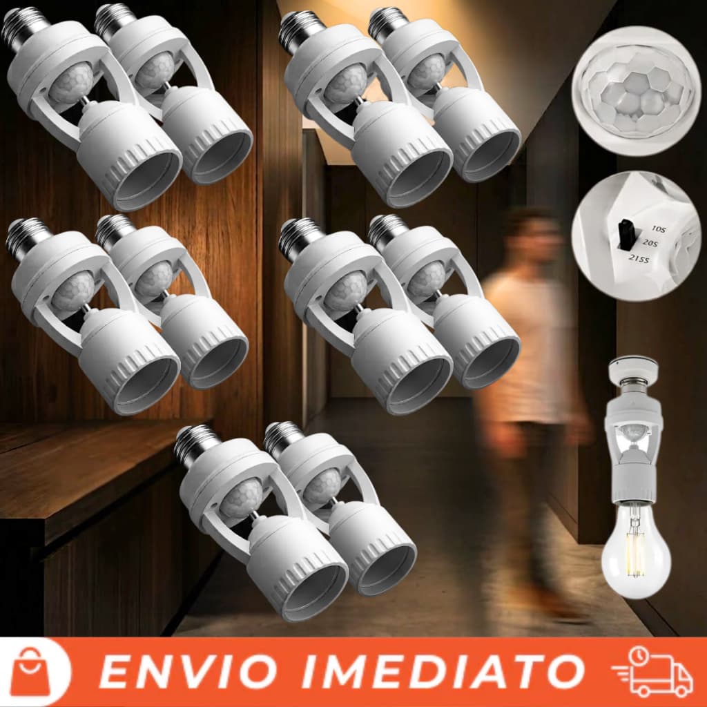 Kit 10 Sensores De Presença e Movimento com Fotocélula Soquete Bocal E27 - Sensor de Presença