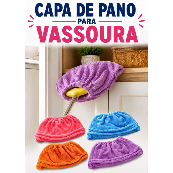 1, 2 ou 4 Capa De Pano Para Vassoura E Rodo Reutilizável De Microfibra Original Limpeza