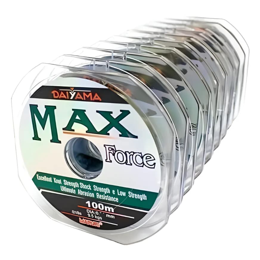 Linha Pesca monofilamento Max Force Daiyama Verde - Caixa com 10 Carretéis Somando 1.000m