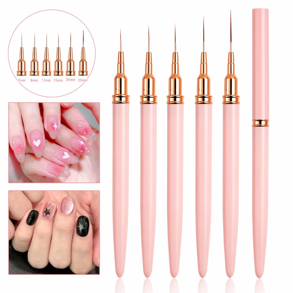 Kit 5 Pincéis Nail Art 7/9/11/15/25mm Para Unhas Gel UV Manicure Profissional