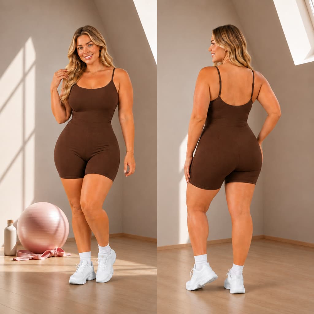 Macacão Feminino Plus Size Curve Academia Fitness Macaquinho Short Curto Alça Fina Anarruga Até G3 P055
