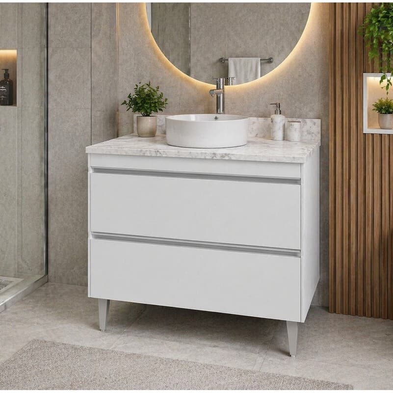 🔥PROMOÇÃO🔥Balcão Pia Banheiro 1,00m Multiuso e Funcional Sem Tampo sem Cuba - ENVIO IMEDIATO
