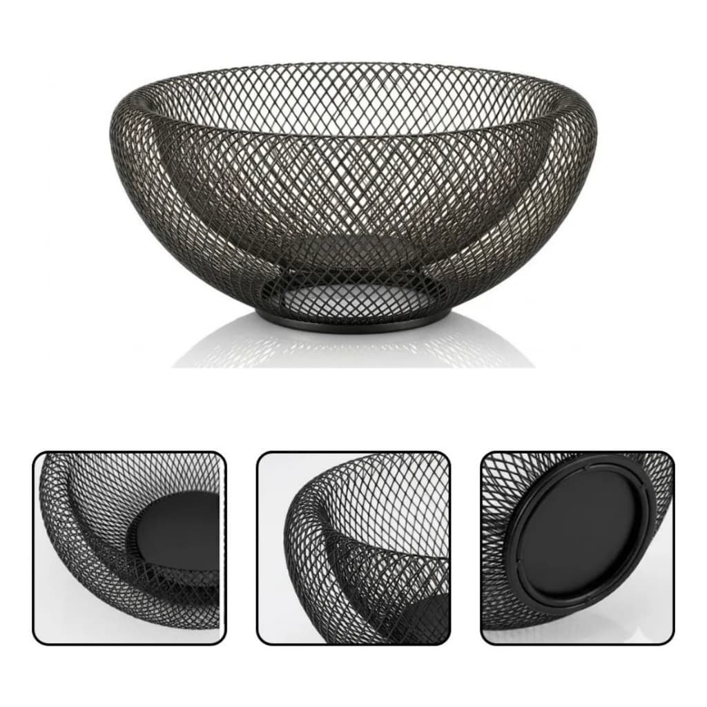 Fruteira de Mesa Aramada Preta Cesta de Frutas Metal Organizador Cozinha Luxo