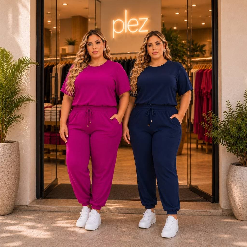 Kit 2 conjunto feminino plus size calça jogger + blusa basica simples aerolool feminino conjunto