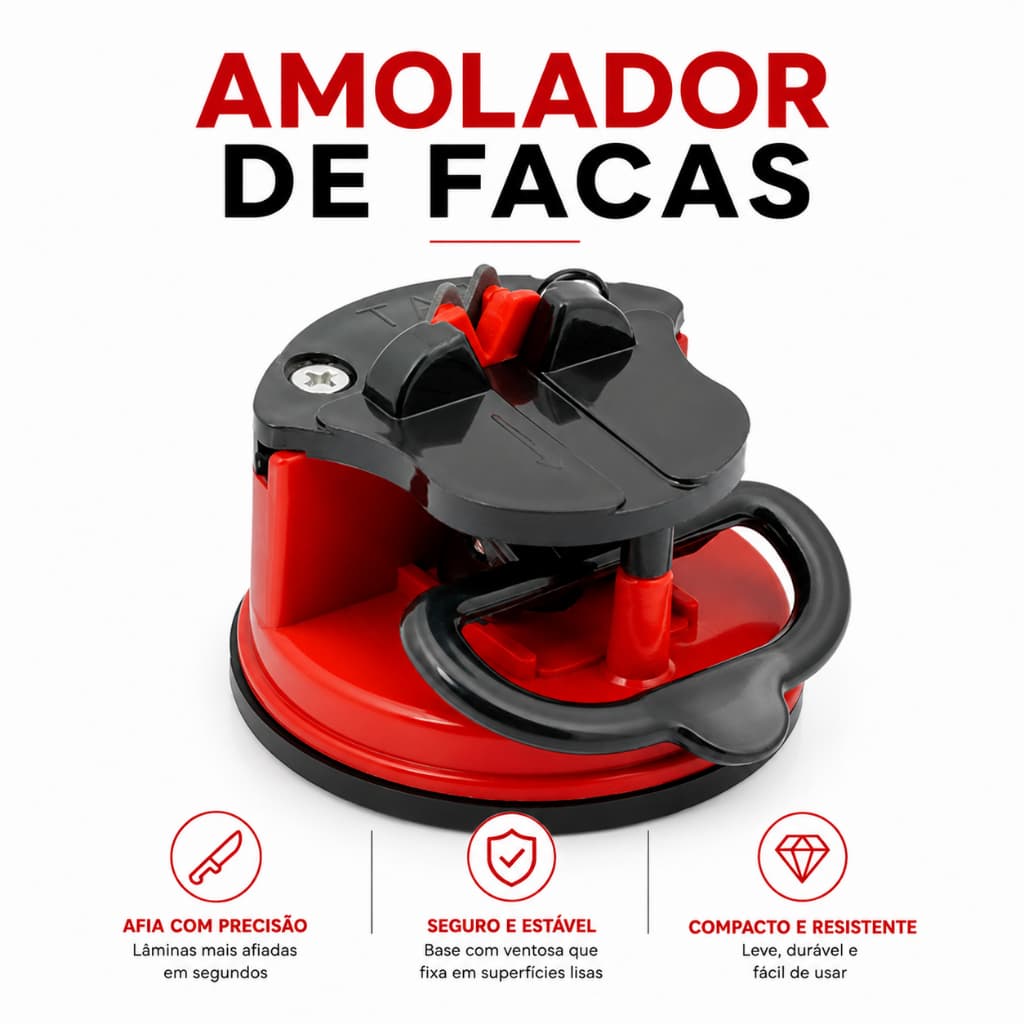 Afiador Amolador de Faca Tesoura Alicate Com Ventosa Fixação Segura