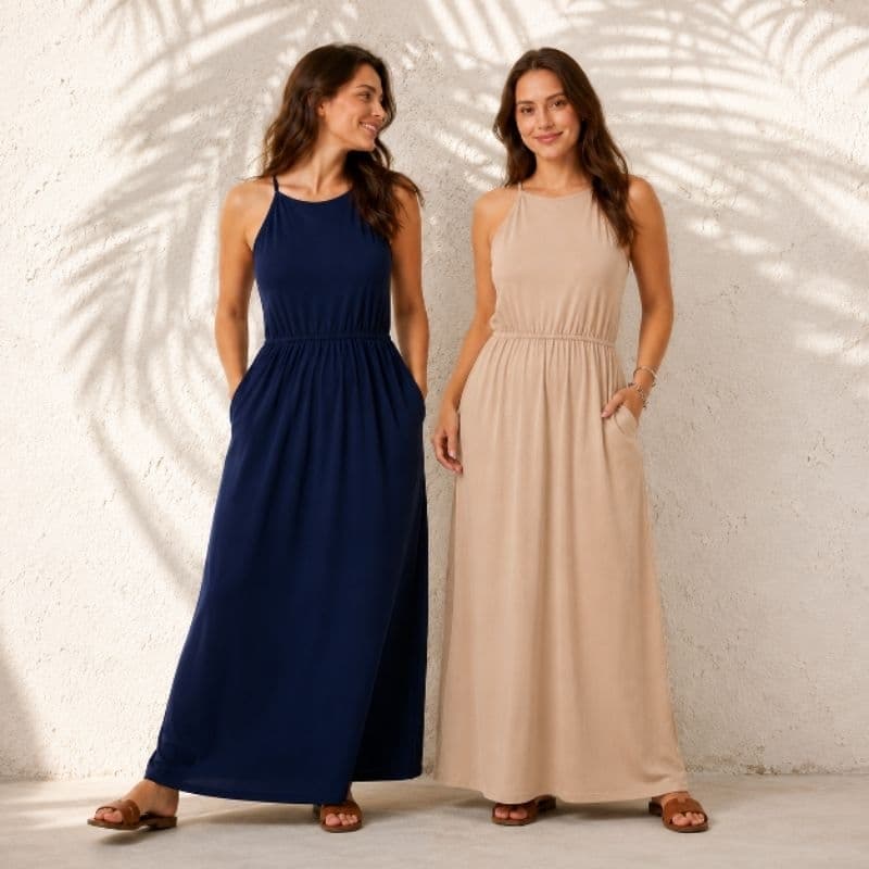 Vestido Longo Feminino Soltinho Com Bolso