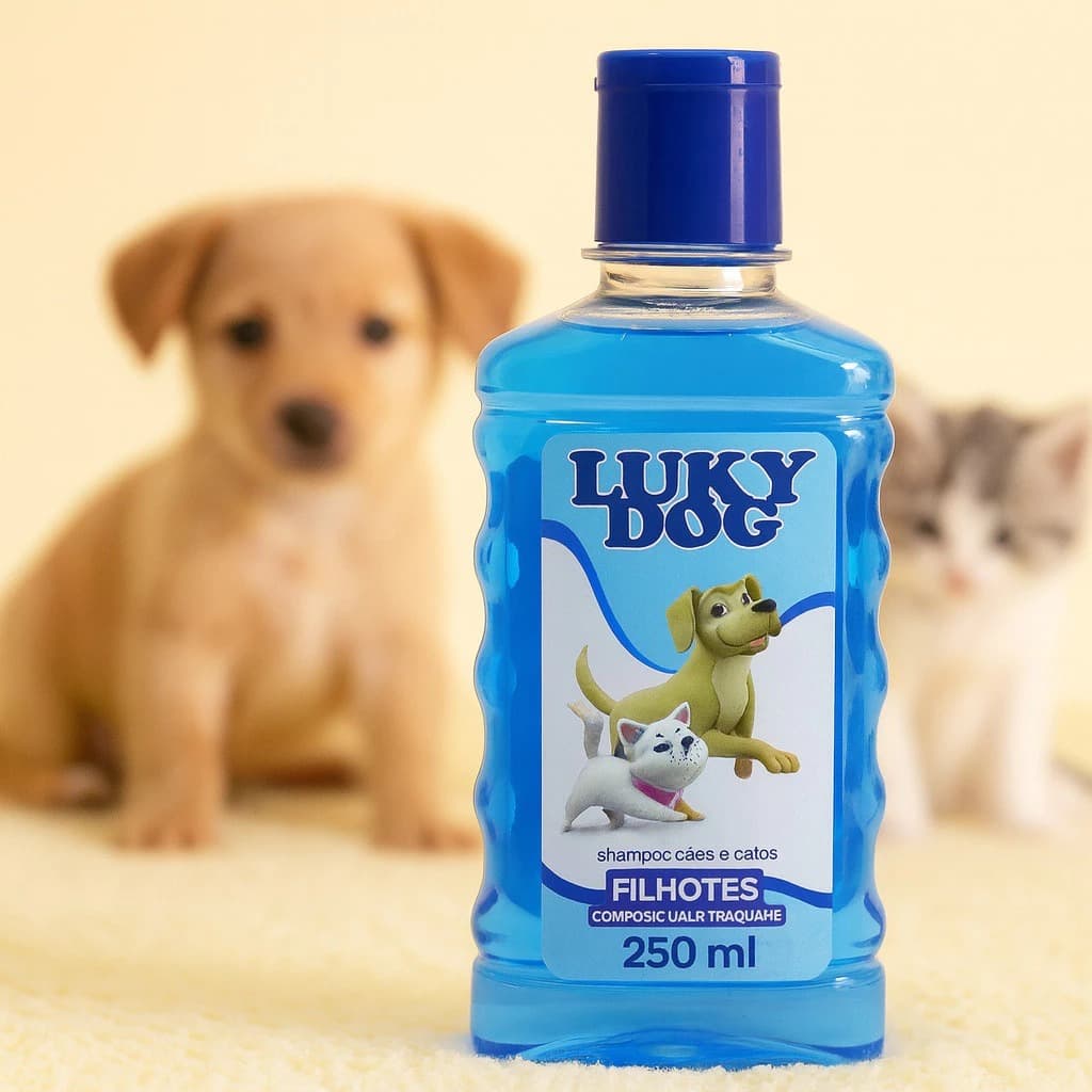 Shampoo Luky Dog Filhotes 250ml Extra Suave Cães e Gatos