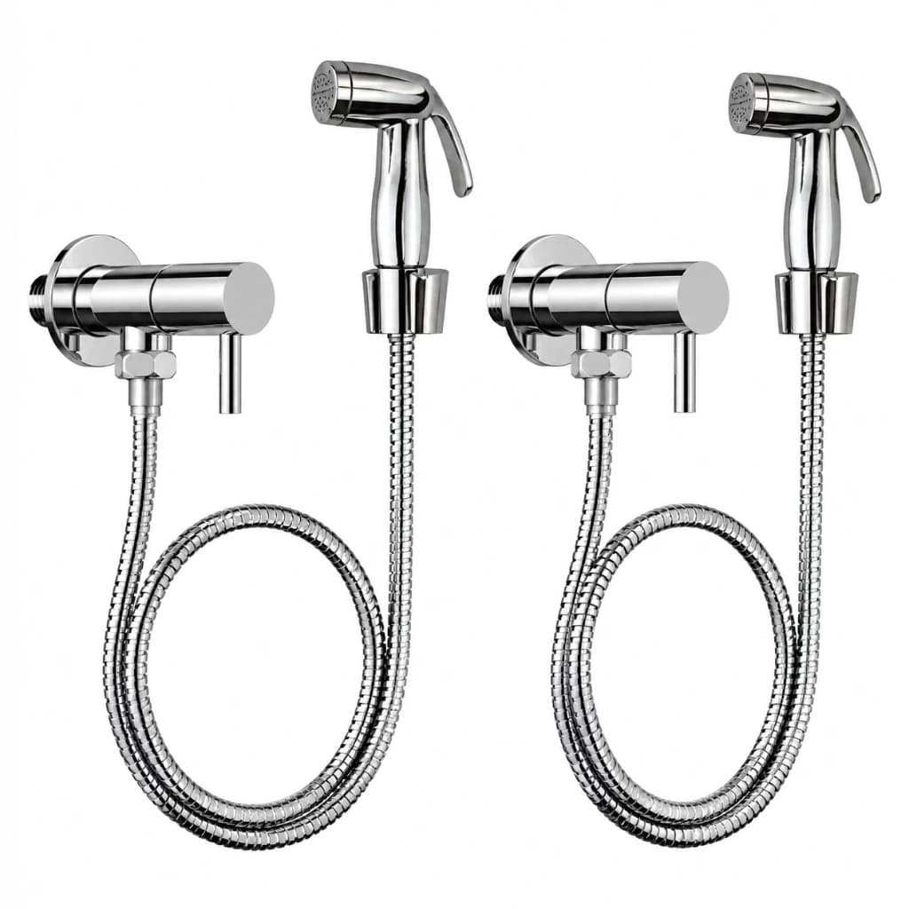 2 Ducha Higiênica Premium Em Abs Soft Cromada Mangueira 1,20 Inox