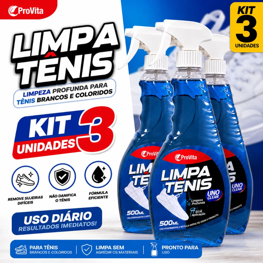 Kit 3 Limpa Tênis Provita 500ml Original Removedor Multiuso Couro Lona e Camurça