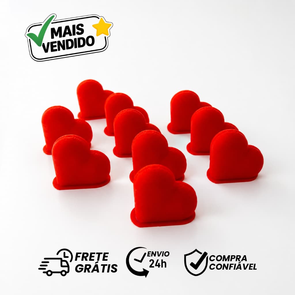 Kit Porta Foto Polaroid Coração Vermelho 10 Unidades Suporte para Fotos Impressão 3D Decoração
