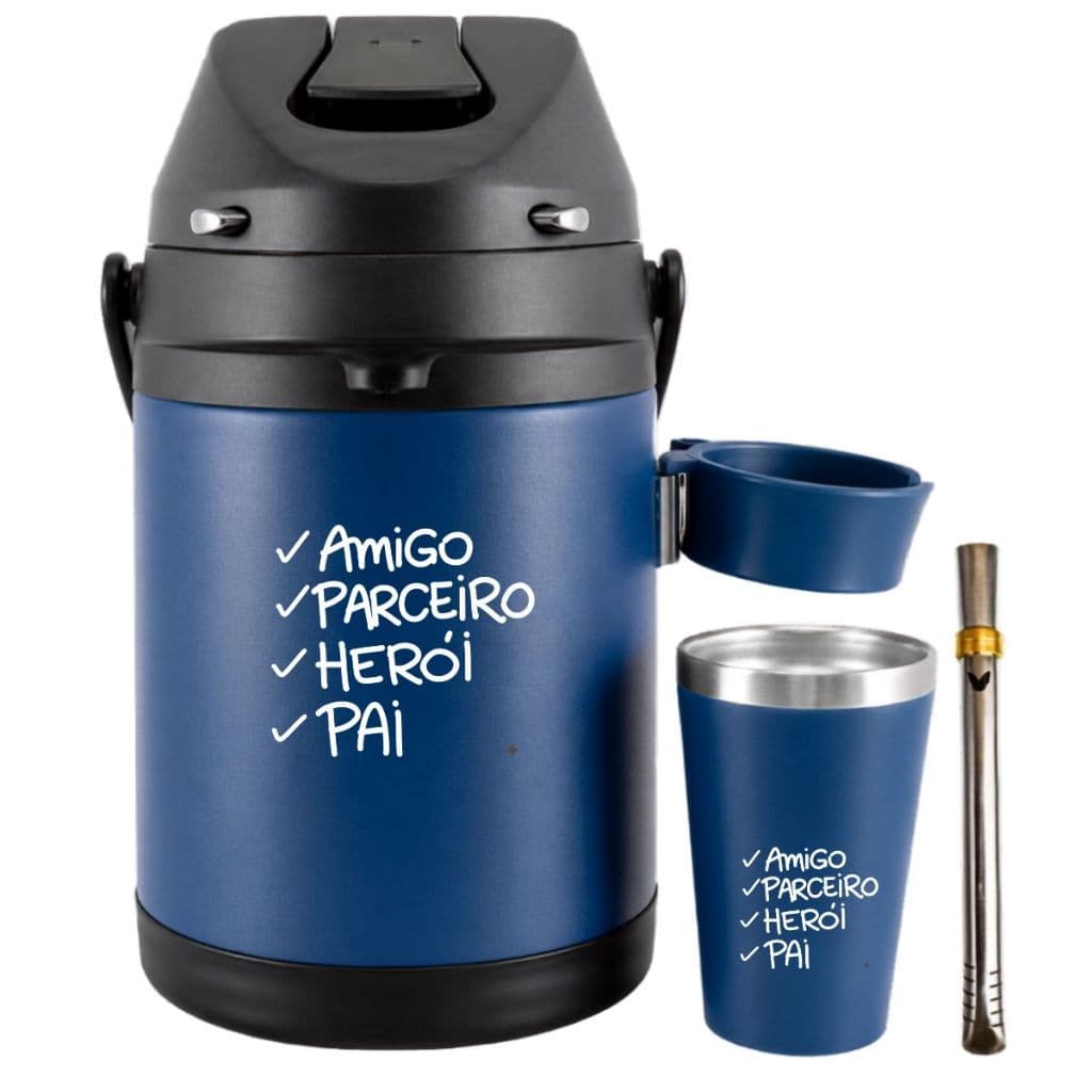Kit Terere Chacal Colorido Completo 3x1 Garrafa 2,5l Copo 200ml Melhor Pai Dia dos Pais Personalizada