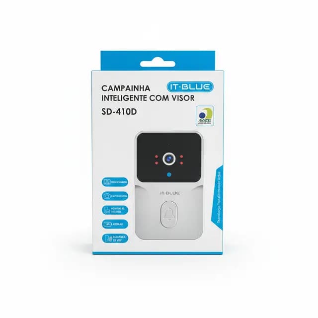 Campainha Inteligente Vídeo Porteiro Câmera Áudio Bidirecional IT-BLUE SD-410D
